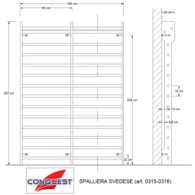 dimensioni Spalliera Svedese singola