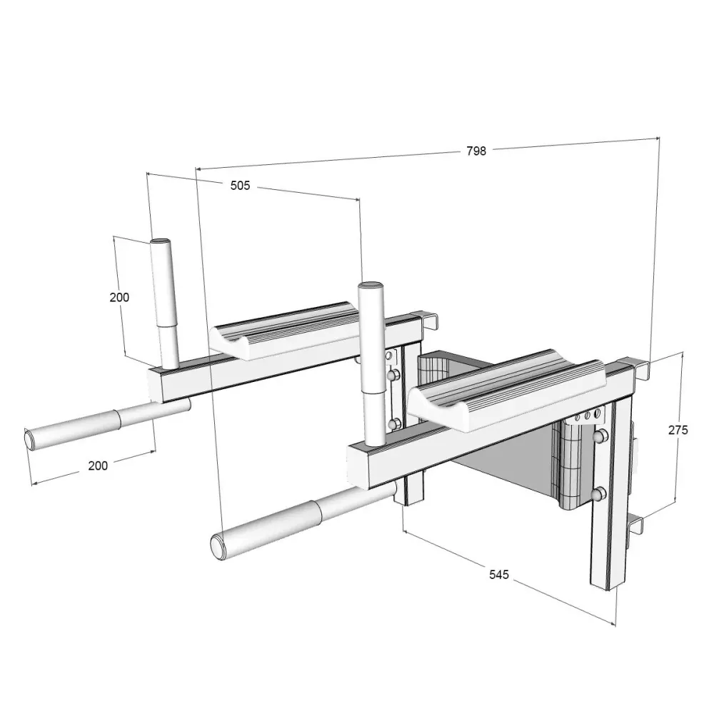 Parallele per dip e addominali agganciabili a spalliera