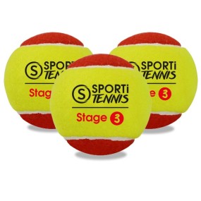Confezione 3 palle tennis Stage 3 Red